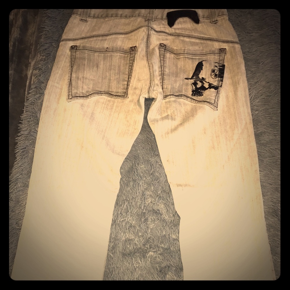 ☠️💕mens grey metal Mulisha straight leg pants
